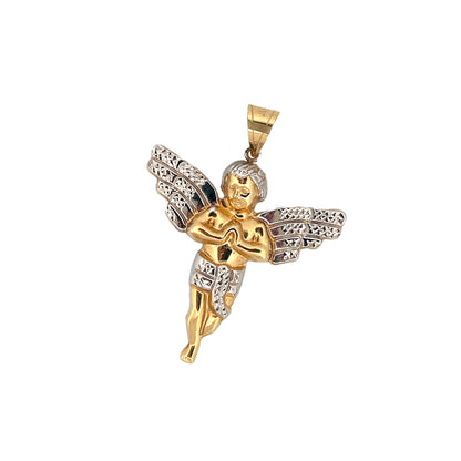 10K Yellow Gold Praying Angel Pendant Necklace