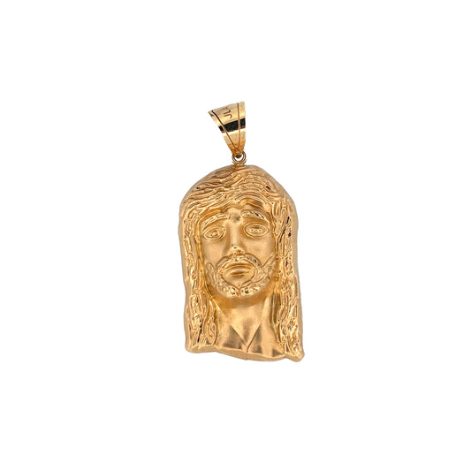 10K Yellow Gold Pendant Jesus Christ Face Head Necklace