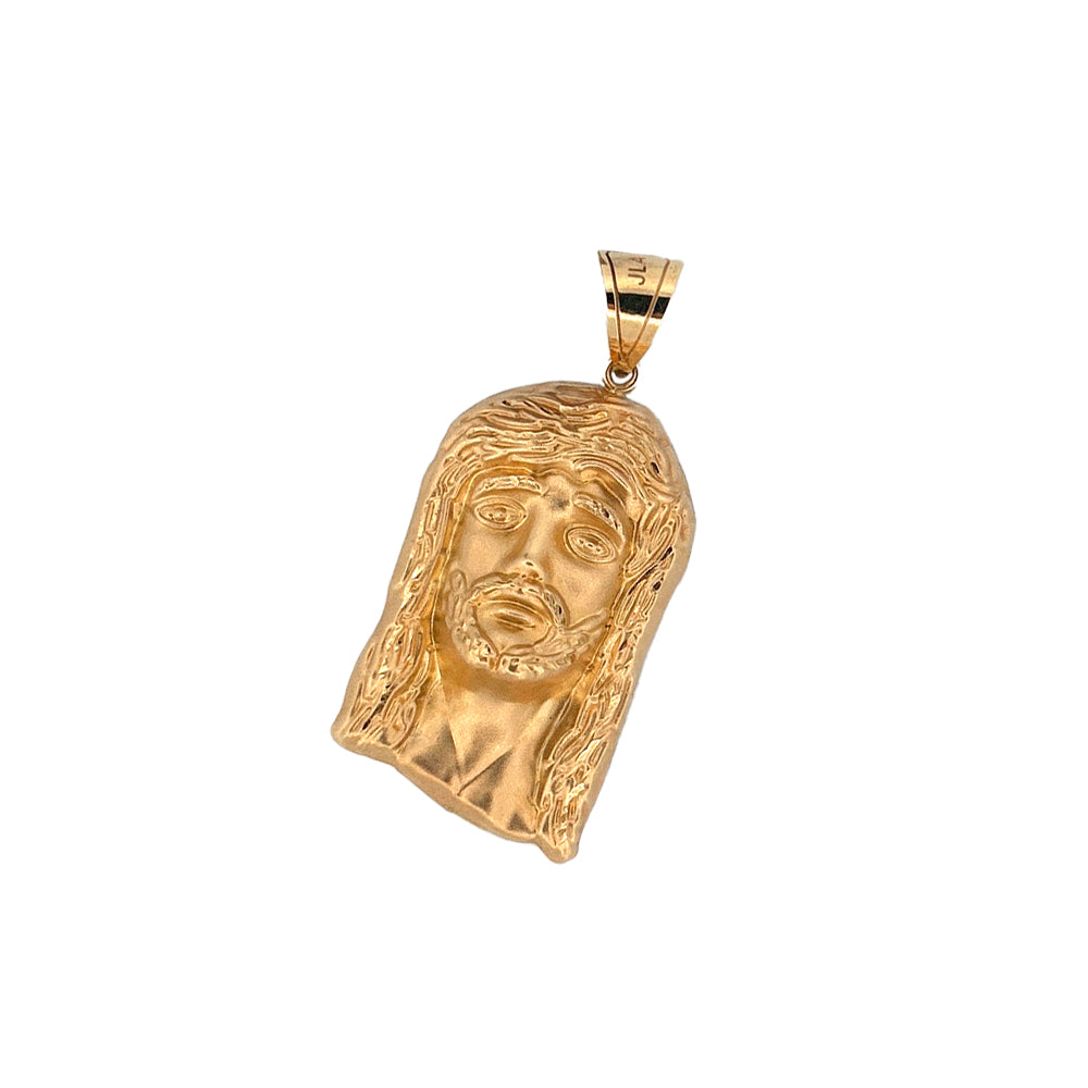 10K Yellow Gold Pendant Jesus Christ Face Head Necklace