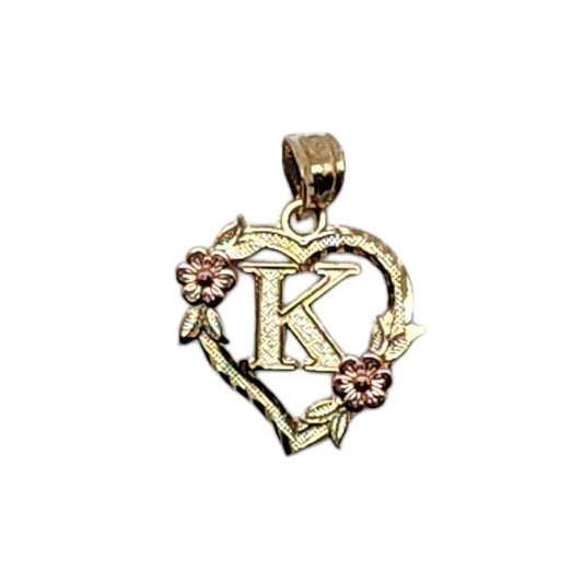 Heart With Letter K Pendant 10K