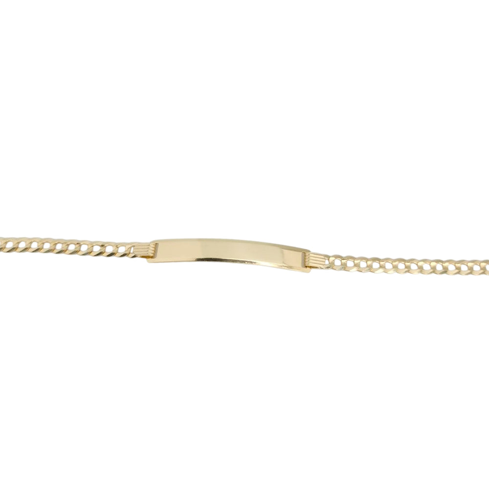 14K Gold Solid Curved Name ID Bracelet 8x3.6mm 4.5g