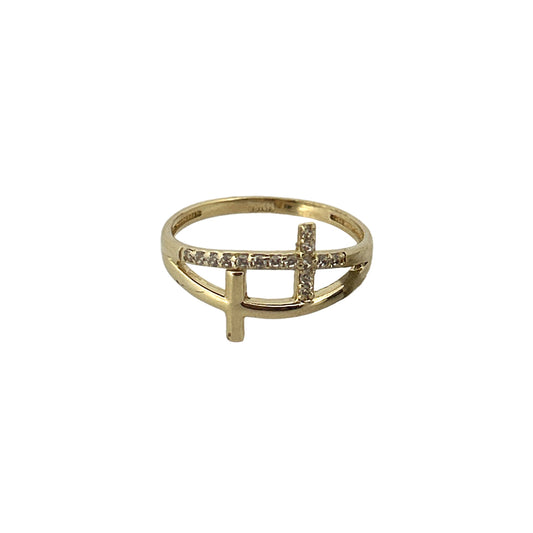 Cross Sparkle Ring 10K 7.5
