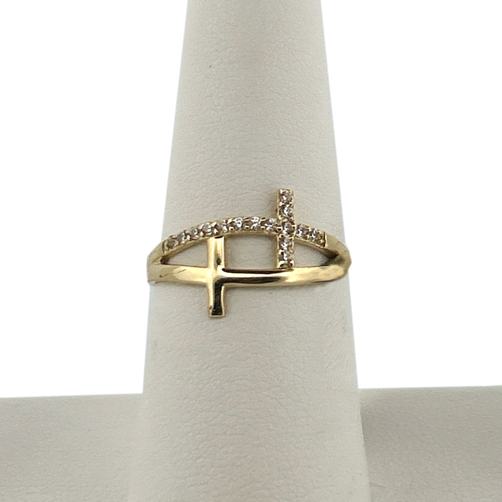 Cross Sparkle Ring 10K 7.5