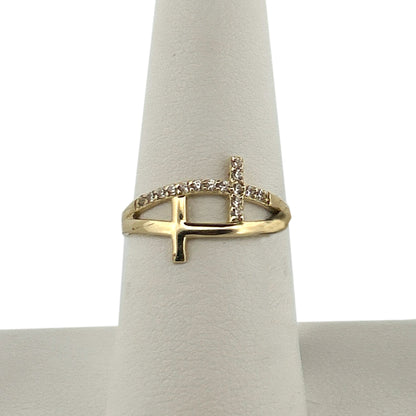 Cross Sparkle Ring 10K 7.5