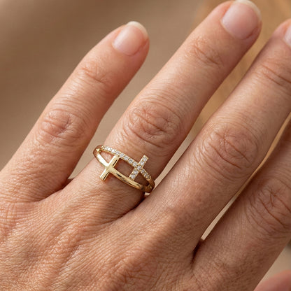 Cross Sparkle Ring 10K 7.5