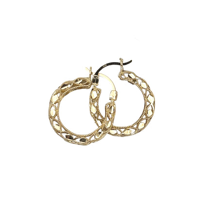 Twisted Leaf Hoops Earring 10K 0.5