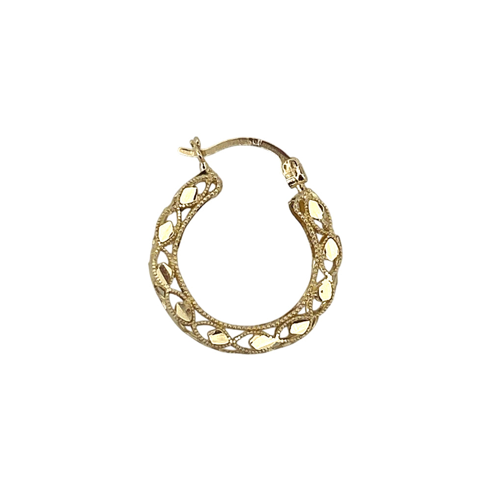 Twisted Leaf Hoops Earring 10K 0.5