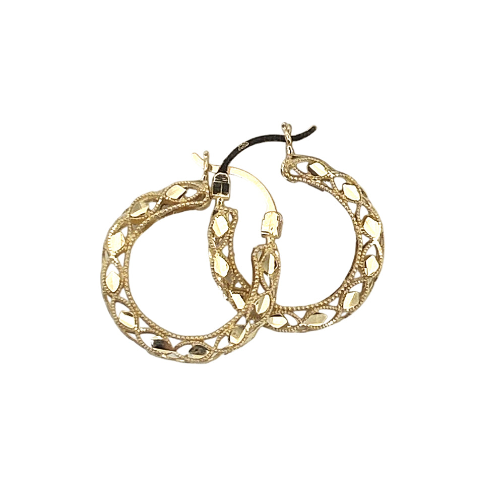 Twisted Leaf Hoops Earring 10K 0.5