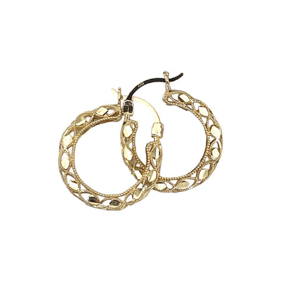 Twisted Leaf Hoops Earring 10K 0.5