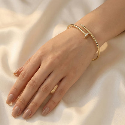 Hollow Nail Stone Bracelet Real 10K Gold Jewelry 1mm - 6.5'