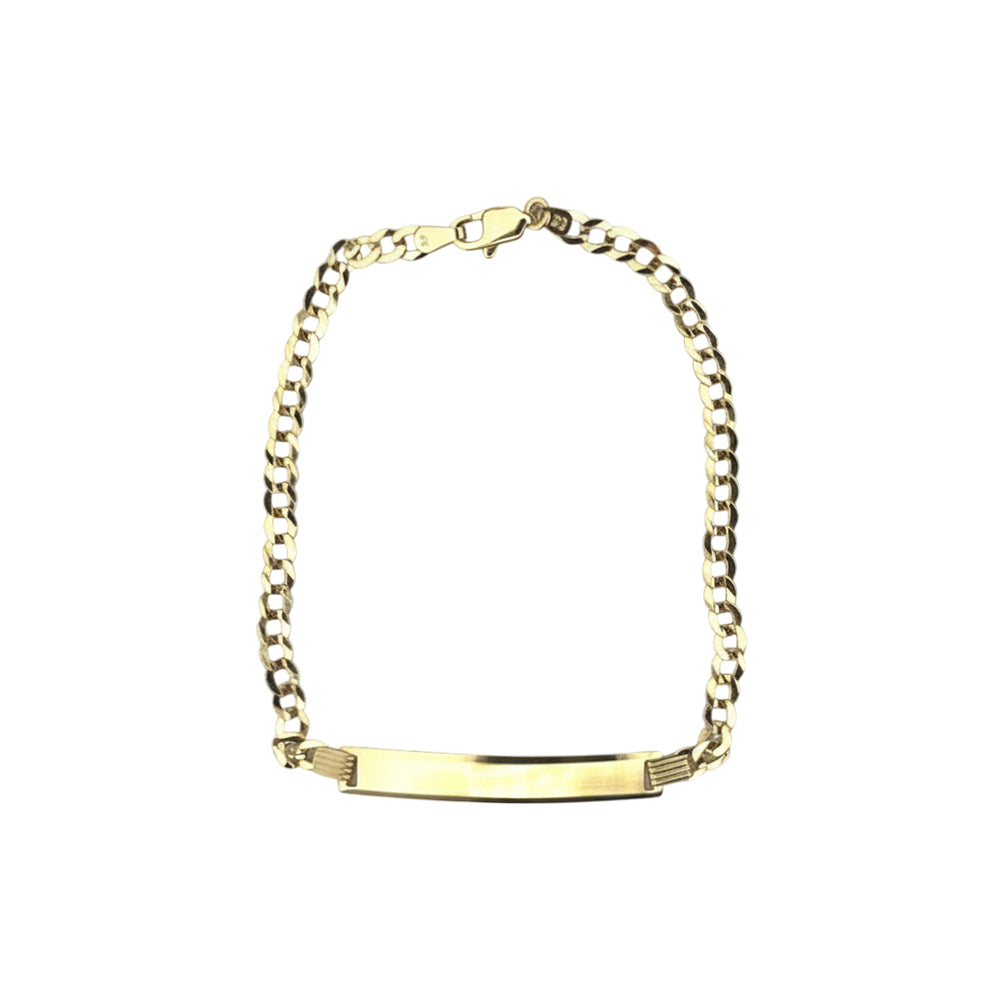 14K Gold Solid Curved Name ID Bracelet 8x3.6mm 4.5g