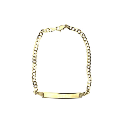 14K Gold Solid Curved Name ID Bracelet 8x3.6mm 4.5g
