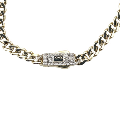 Original Classic Link With Stone lock Monaco Bracelet 10K  5mm 7.5