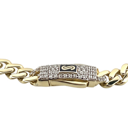 Original Classic Link With Stone lock Monaco Bracelet 10K  5mm 7.5