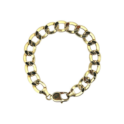 14K Yellow Gold Hollow Curb Bracelet 8mm x 10''