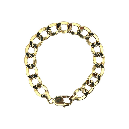 14K Yellow Gold Hollow Curb Bracelet 8mm x 10''