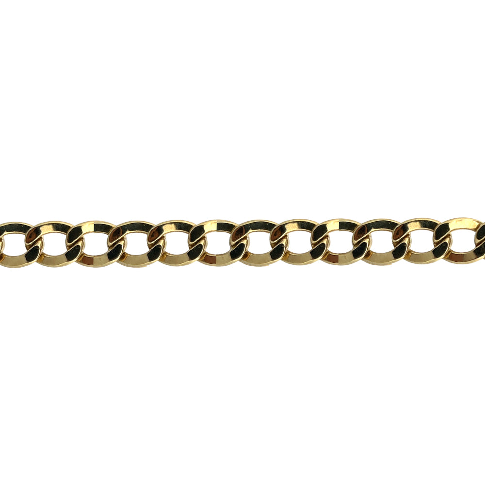 14K Yellow Gold Hollow Curb Bracelet 8mm x 10''