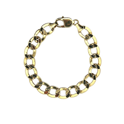 14K Yellow Gold Hollow Curb Bracelet 8mm x 10''