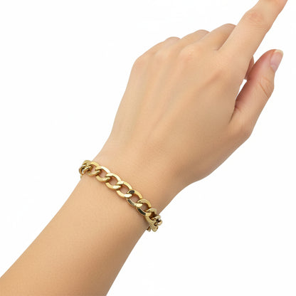 14K Yellow Gold Hollow Curb Bracelet 8mm x 10''