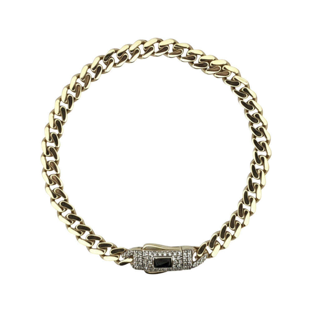 Original Classic Link With Stone lock Monaco Bracelet 10K  5mm 6.5