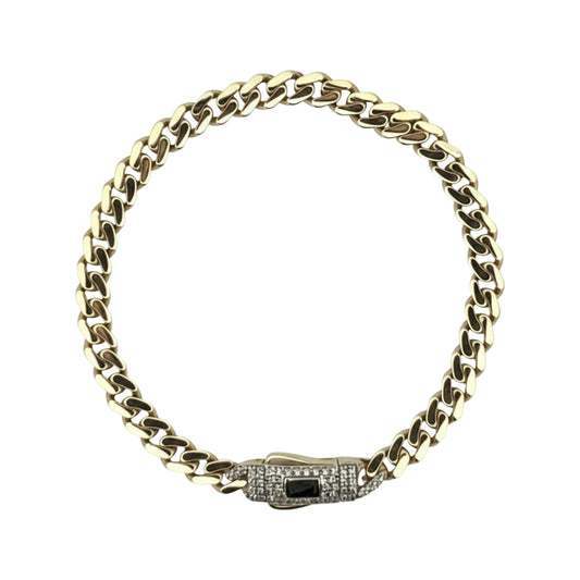 Original Classic Link With Stone lock Monaco Bracelet 10K  5mm 6.5