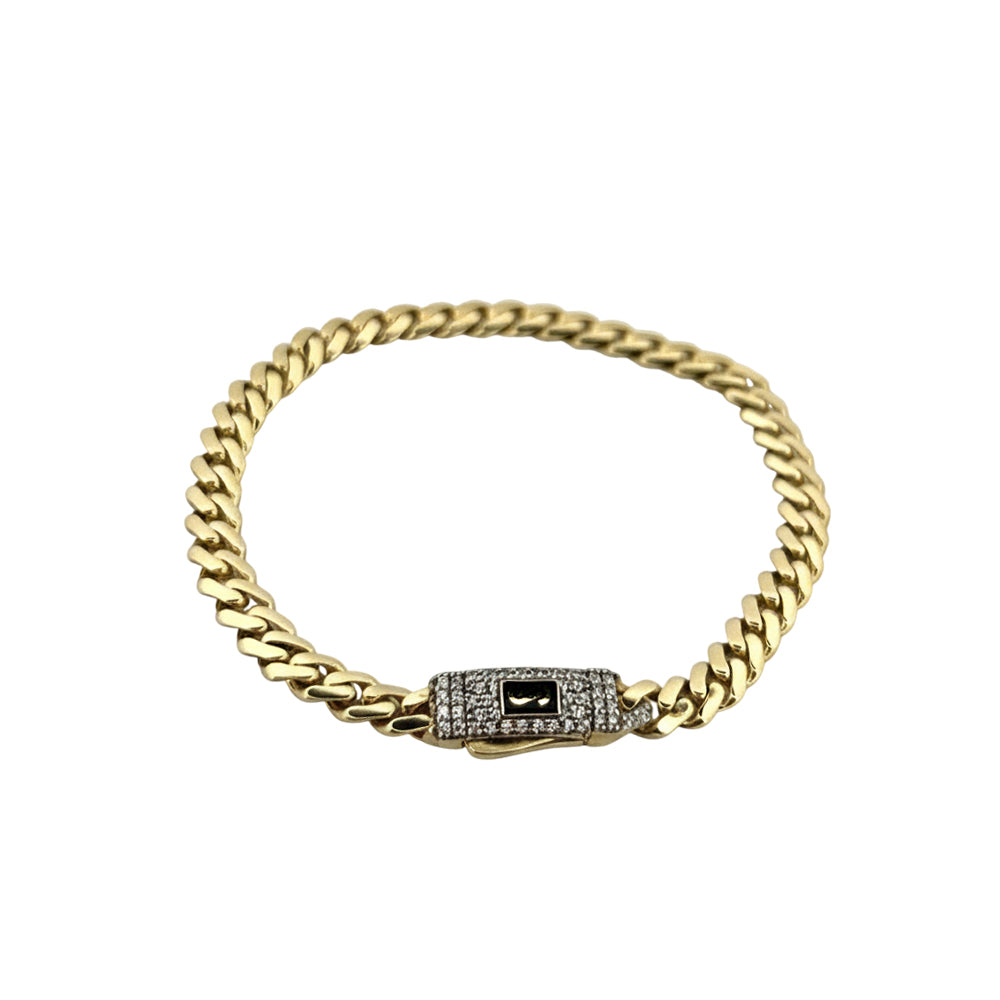 Original Classic Link With Stone lock Monaco Bracelet 10K  5mm 6.5