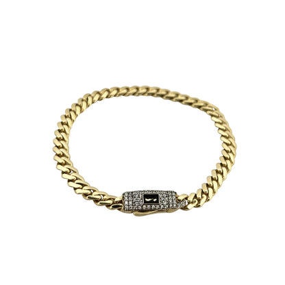 Original Classic Link With Stone lock Monaco Bracelet 10K  5mm 6.5