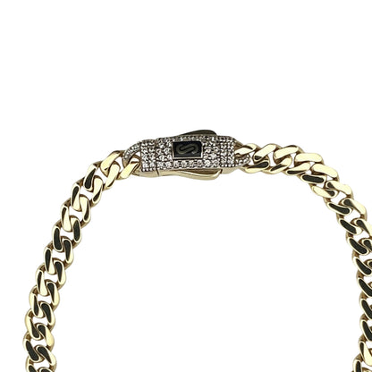 Original Classic Link With Stone lock Monaco Bracelet 10K  5mm 6.5