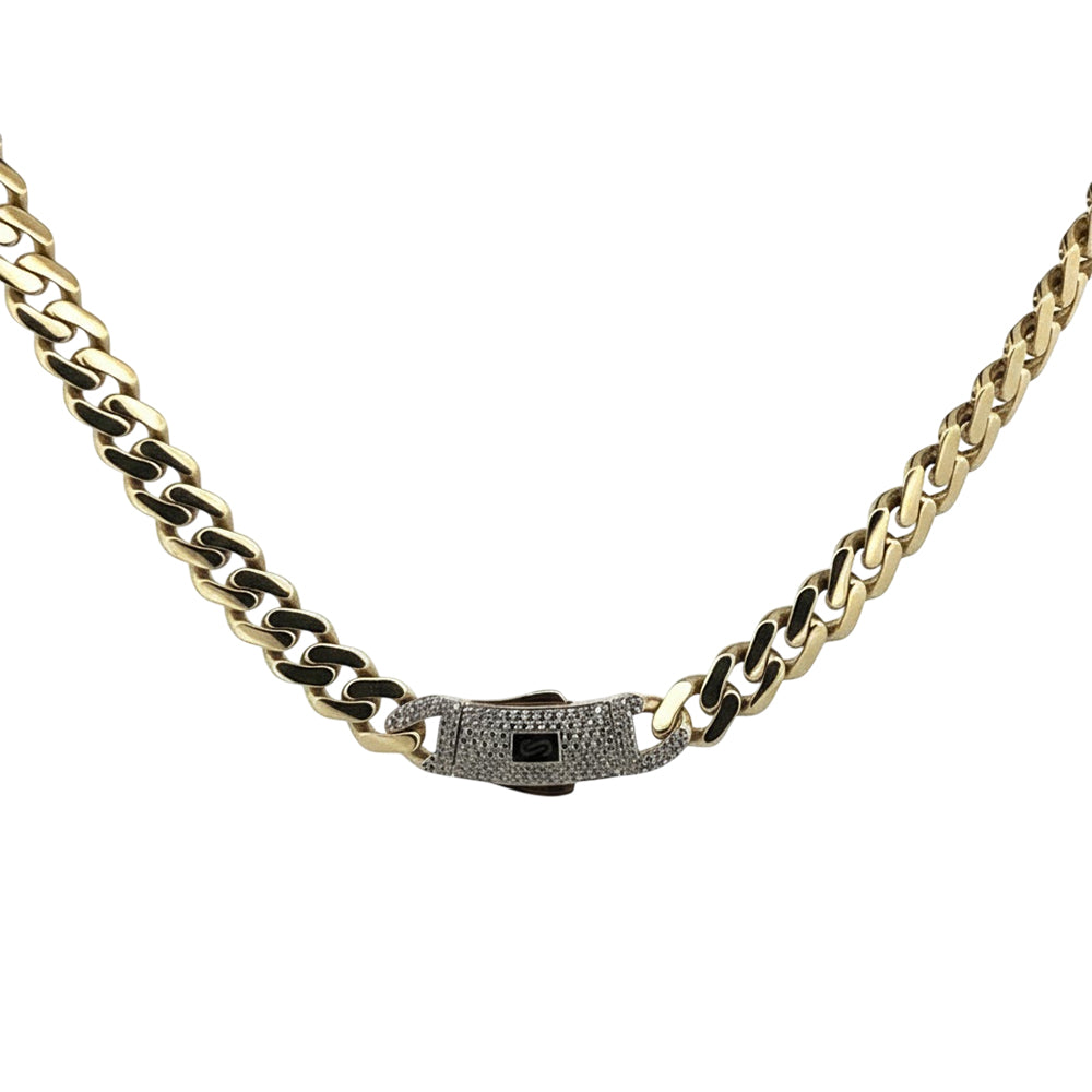 Original Classic Link With Stone lock Monaco Chain 10K  9.5mm 22