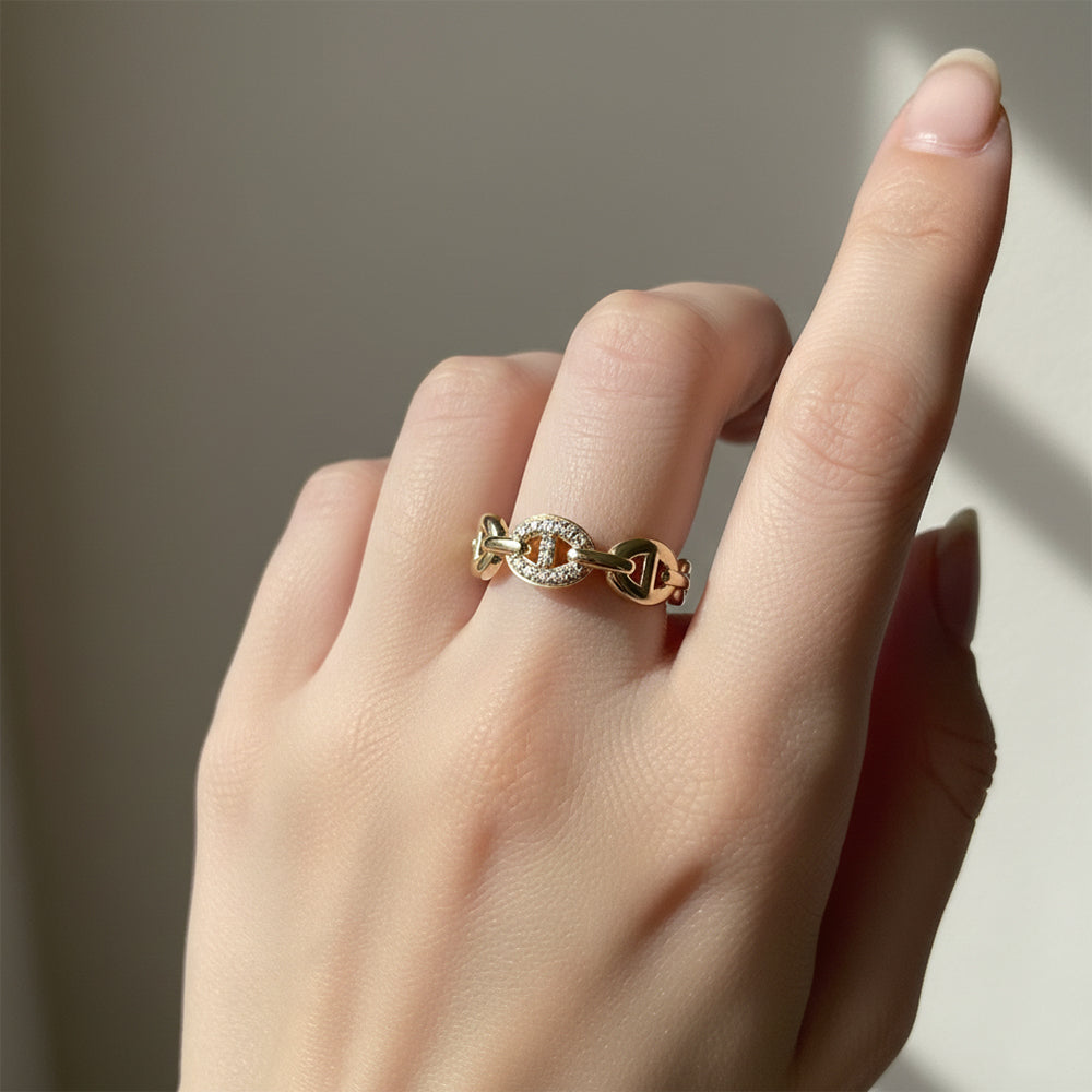 Braided Twist Stone Ring 10K 8