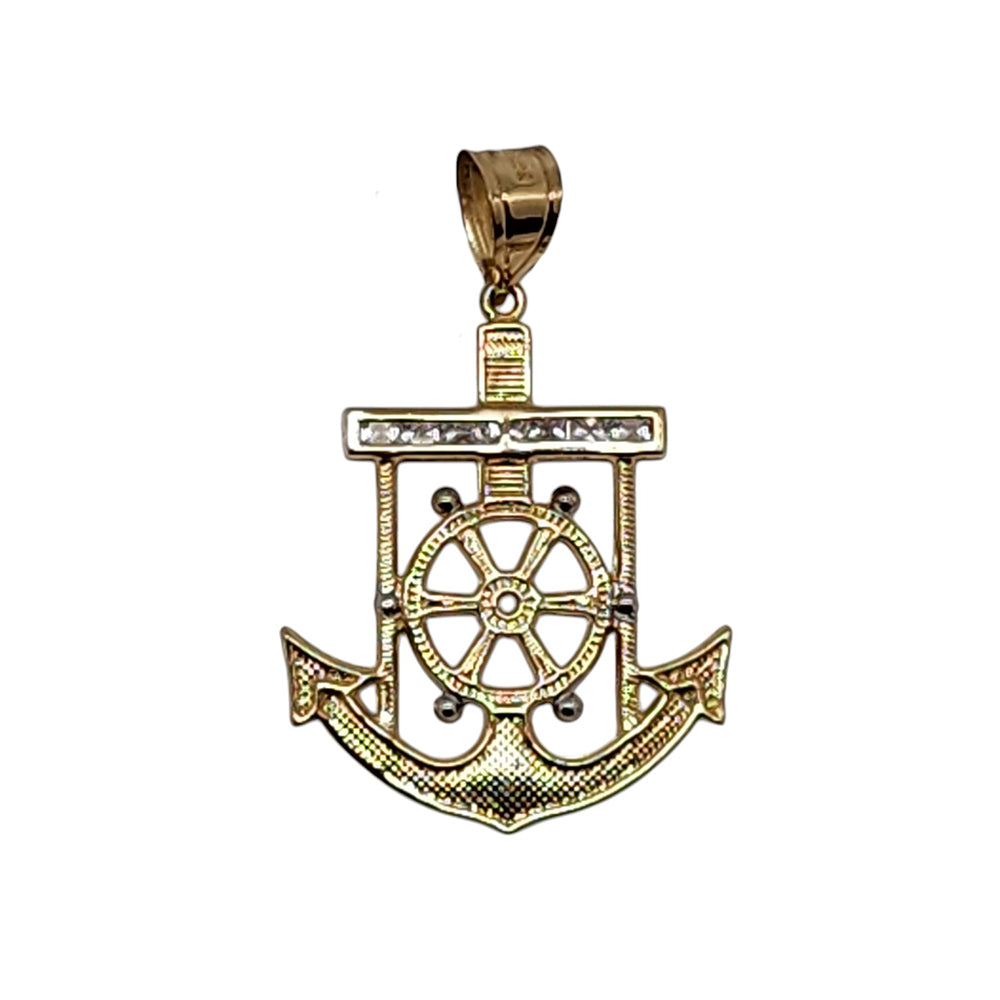 Marine Anchor Pendant Real 10K Gold Necklace Jewelry