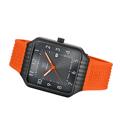 Glock Precision Men Watch. Black Steel Case / Orange Silicone Strap GW--2-1-24