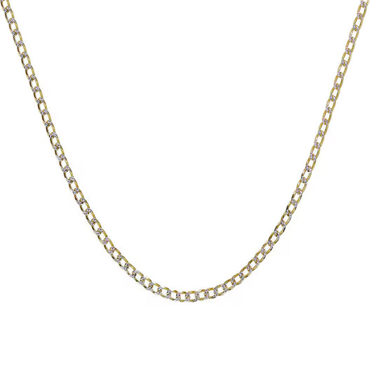 14K Two-Tone Gold Curb Chain Necklace 22'' x 5mm