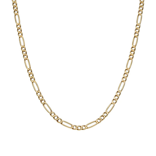 10K Yellow Gold Figaro Hollow Chain Necklace 18'' x 3.5mm