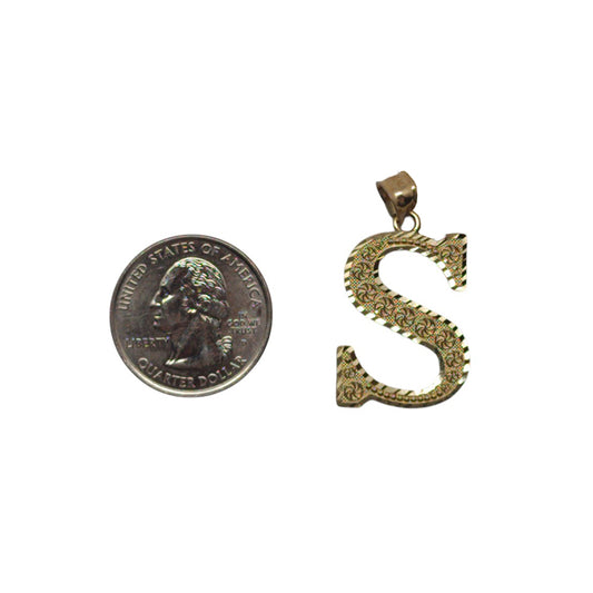 10K Yellow Gold S Letter Pendant Size 1