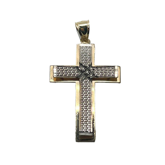 10K Yellow Gold Cross Double Pendant