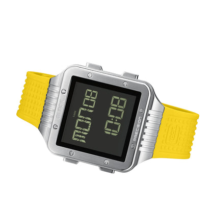 Glock Precision Men Watch. Silver Steel Case / Yellow Silicone Strap GW-23-1-22