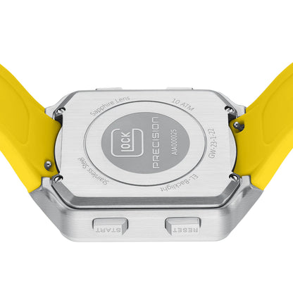 Glock Precision Men Watch. Silver Steel Case / Yellow Silicone Strap GW-23-1-22