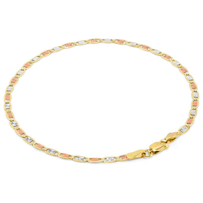 14K Tri-Color Gold Valentino Bracelet 16mm x 2mm