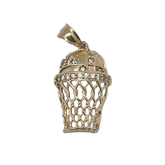 10K Yellow Gold Small Basket Net Pendant