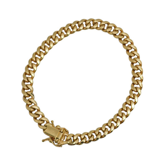 14K Yellow Gold Hollow Cuban Link Bracelet 5.5mm x 7''