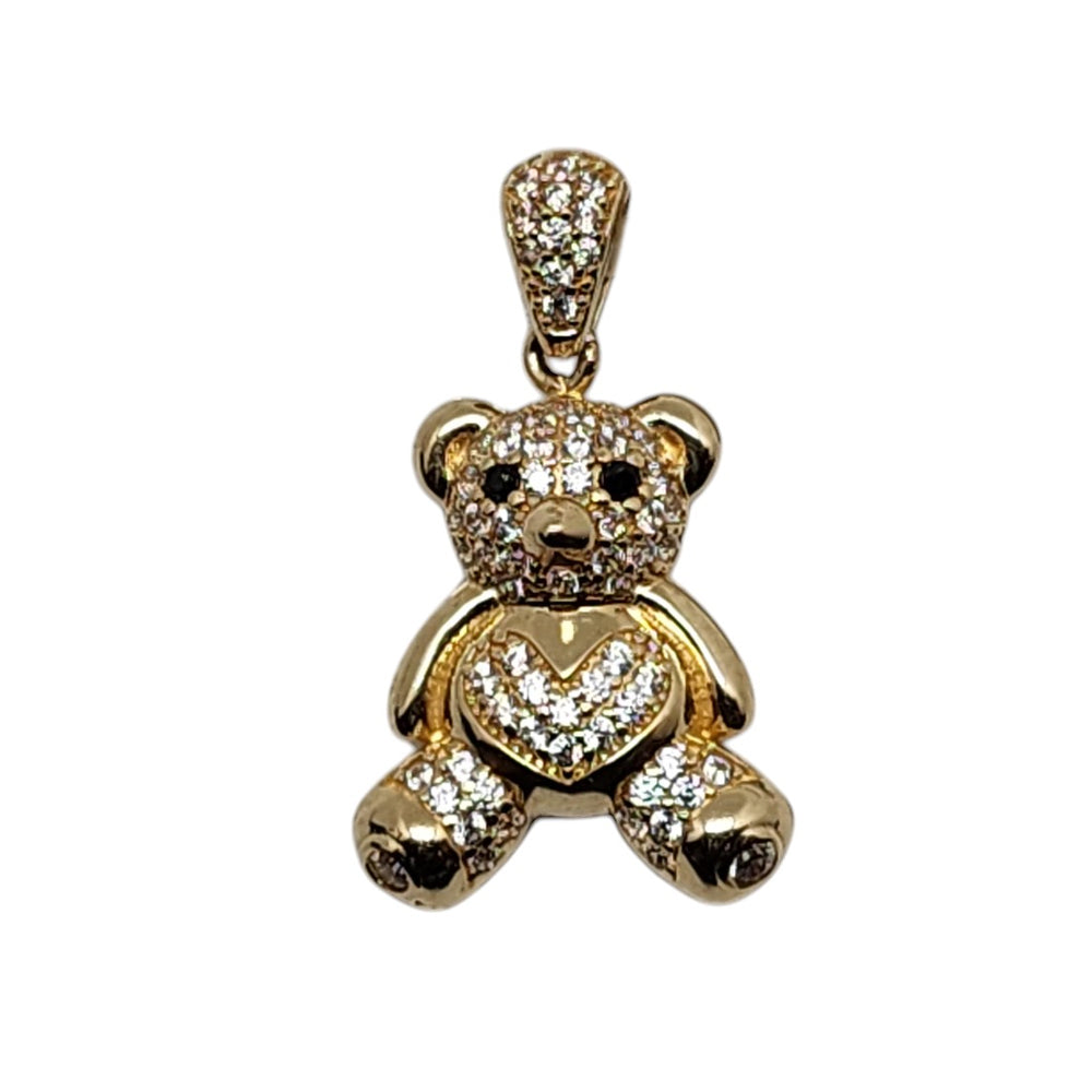 Heart Belly Bear with Stone Pendant 10K