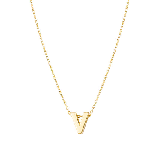 14K Yellow Gold Letter V Chain Necklace