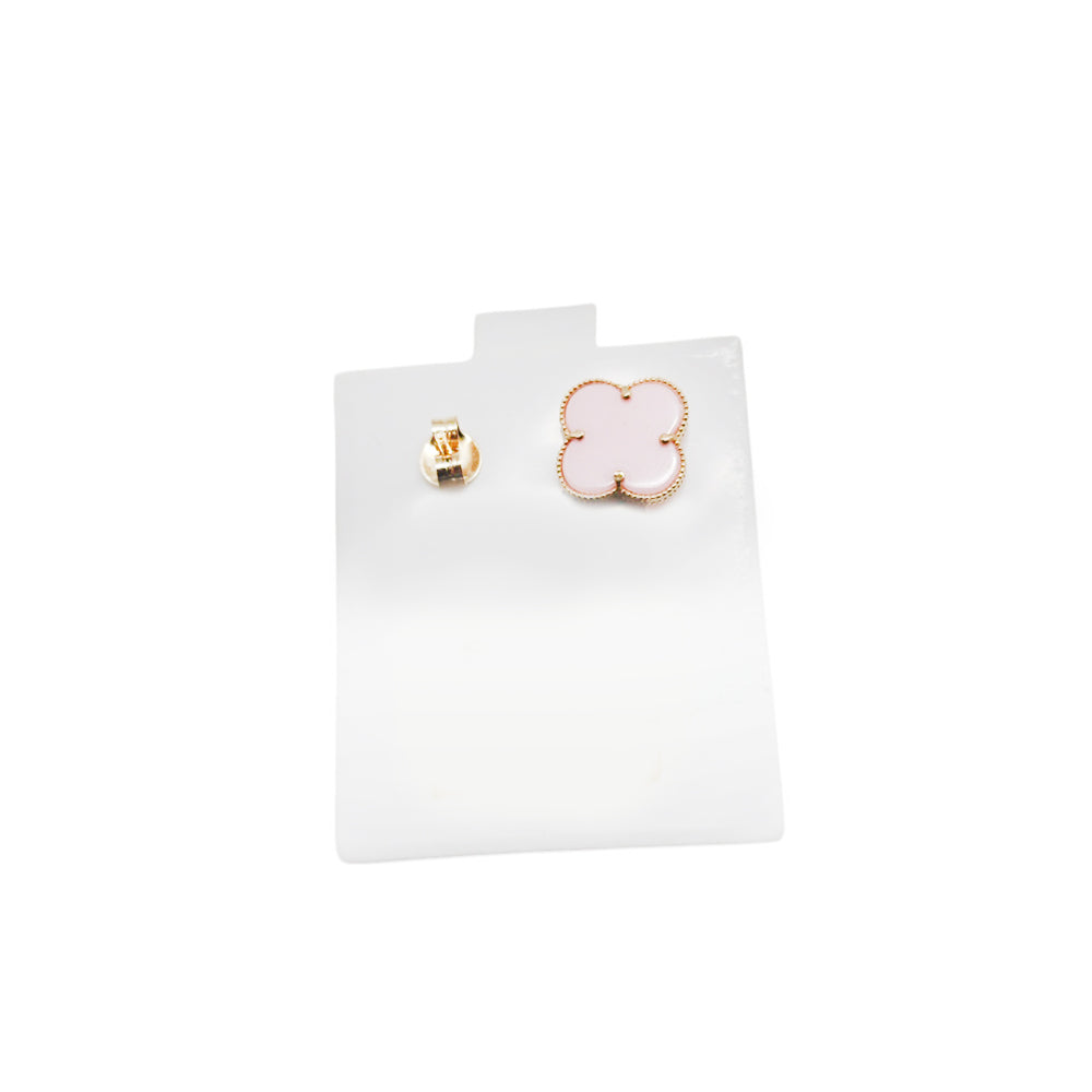 Clover Stud Pink Earring 14K