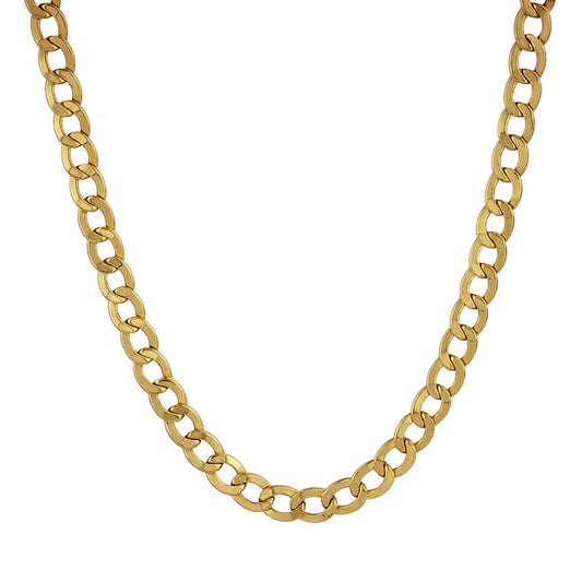 10K Yellow Gold Chain Necklace Curb Solid 20'' x 4.5mm, 10.7g