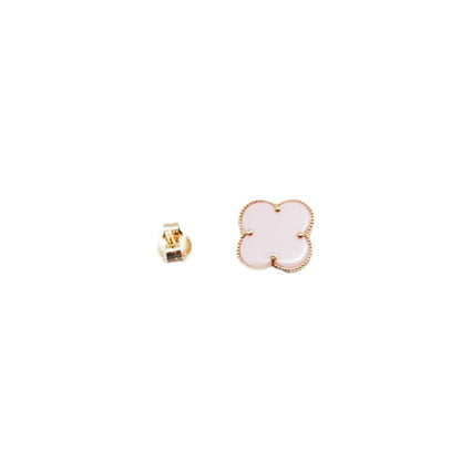 Clover Stud Pink Earring 14K