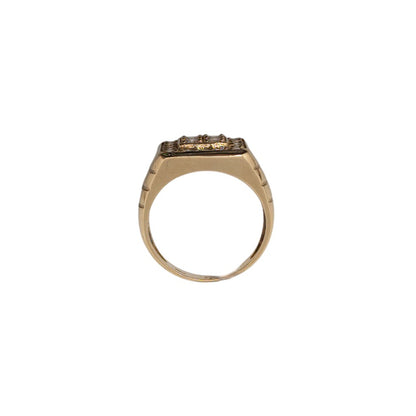 Square With Stone Hollow Ring 14K size 10.5