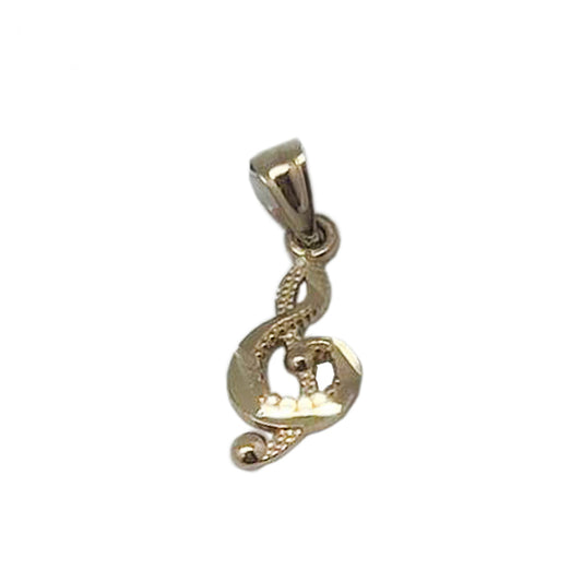 Musical Note Pendant Real 10K Gold Necklace Jewelry