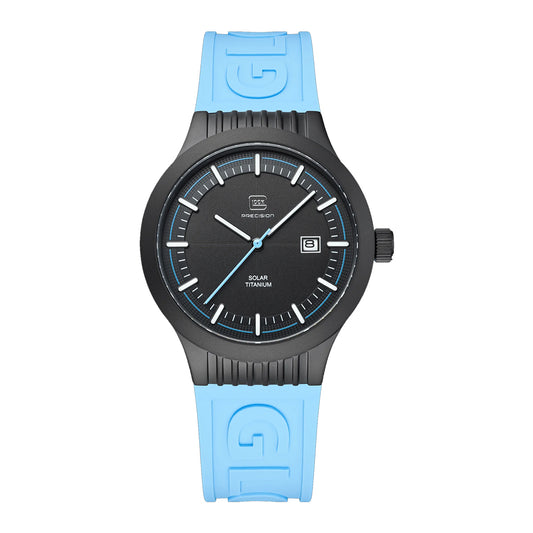 Glock Precision Men Watch. Black Titanium Case / Blue Silicone Strap 6-1-22