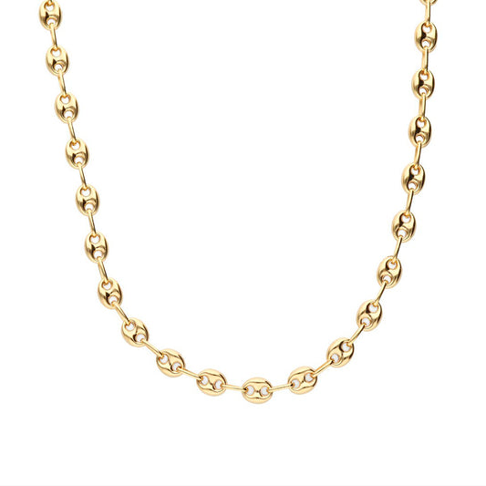 10K Yellow Gold Hollow Chain Necklace 20'' x 10mm